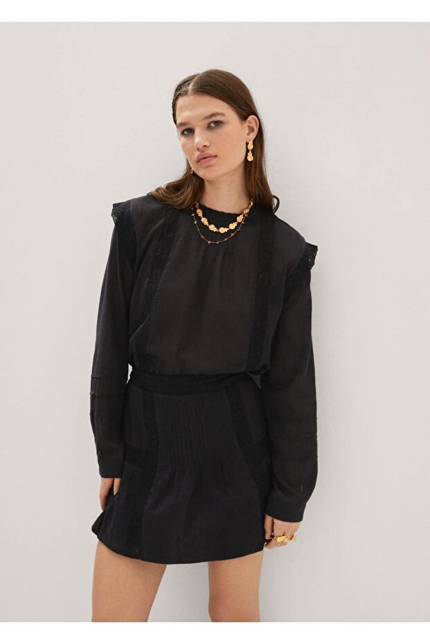 Volanlı Pamuklu Etek - 1