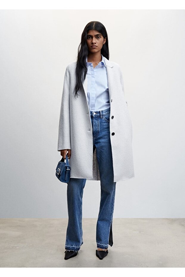 Düğmeli Yün Palto - 2