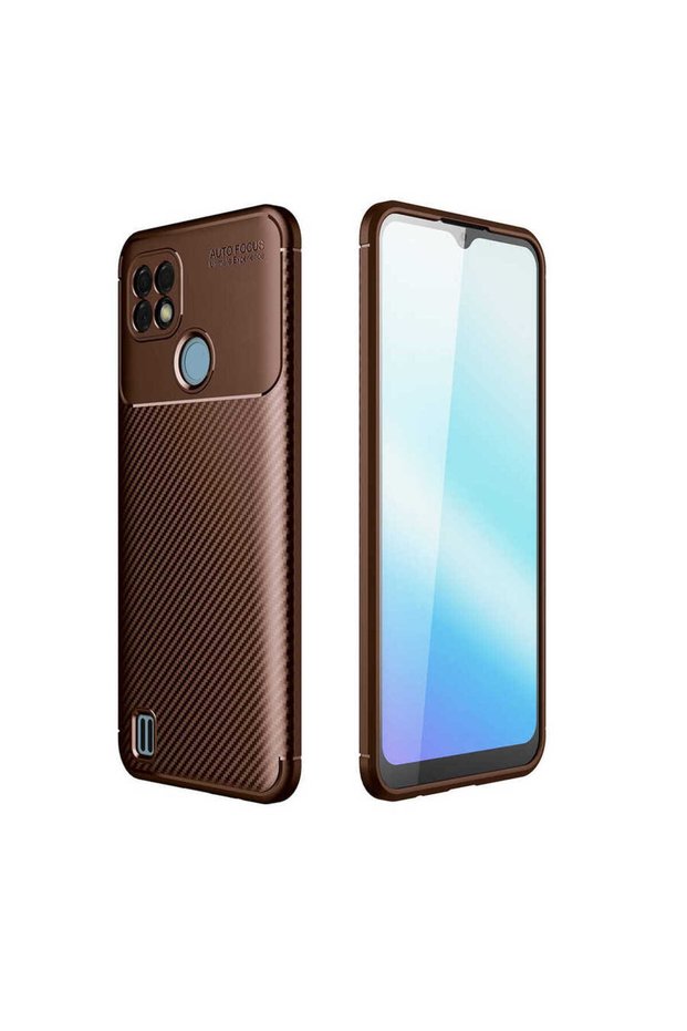 Realme C25 Case Slim Silicone Case with Camera Protection Carbon Design