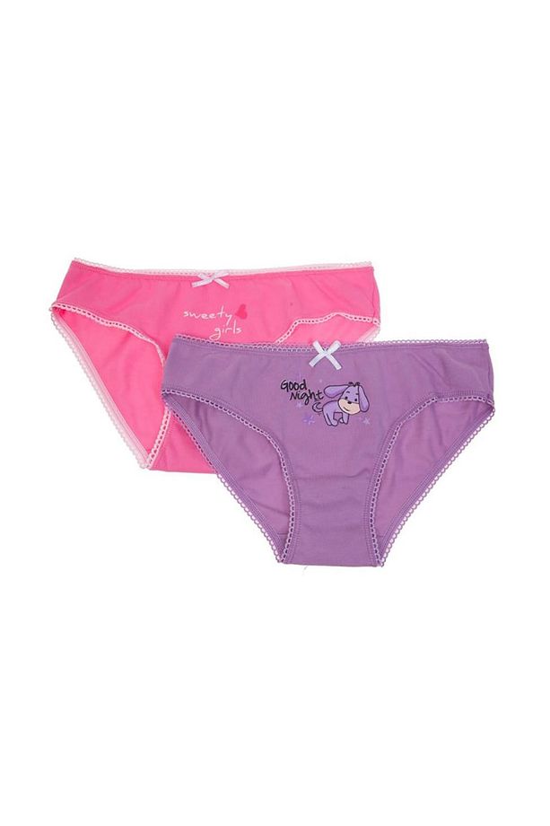 Kız Çocuk Pembe Mor 2'li Baskılı Slip Külot C01160030 - 1