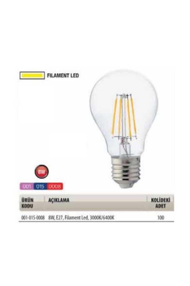 8 Watt E-27 Filament Rustik LED AMPUL Beyaz Işık - 2