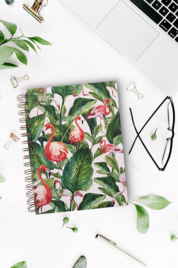 Flamingo Desenli Spiralli Defter
