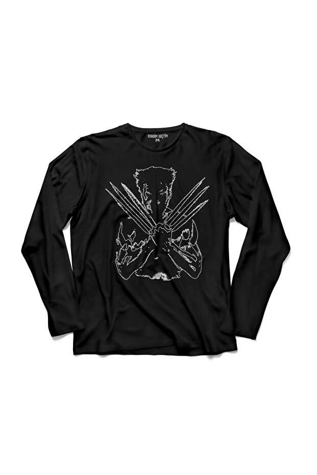 تي شيرت Wolverine Hugh Jackman Logo Marvel بأكمام طويلة