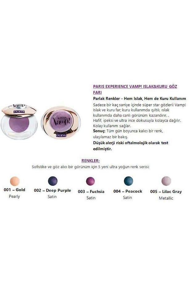 Göz Farı - Vamp Wet & Dry Eyeshadow 001 Gold 8011607215270 - 3