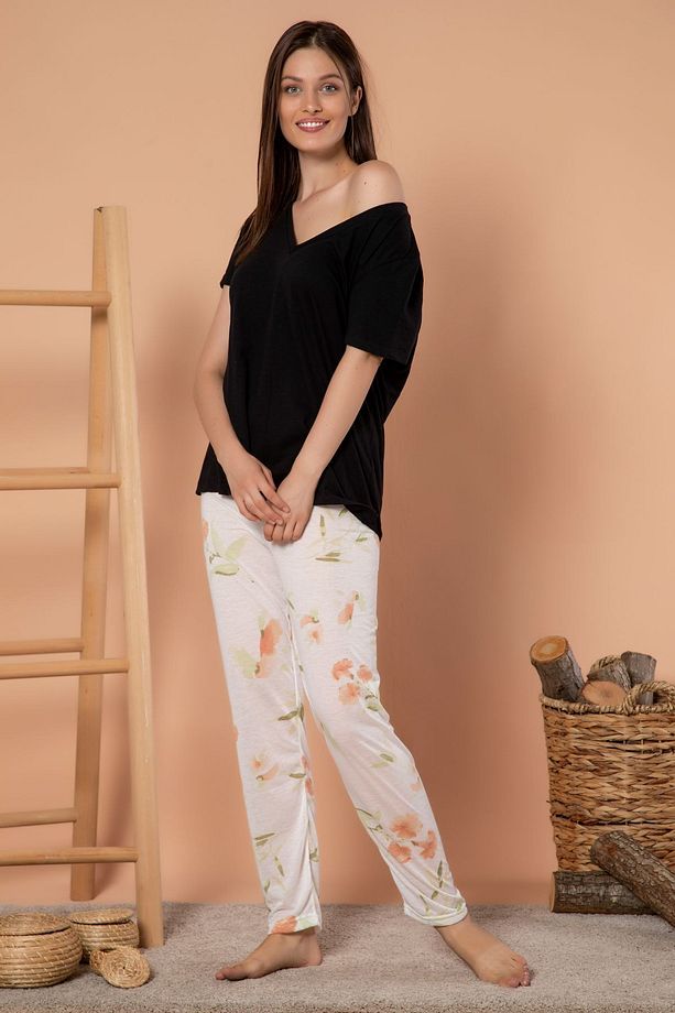 Kadın Desenli Mevsimlik Ince Tek Pijama Altı - 1