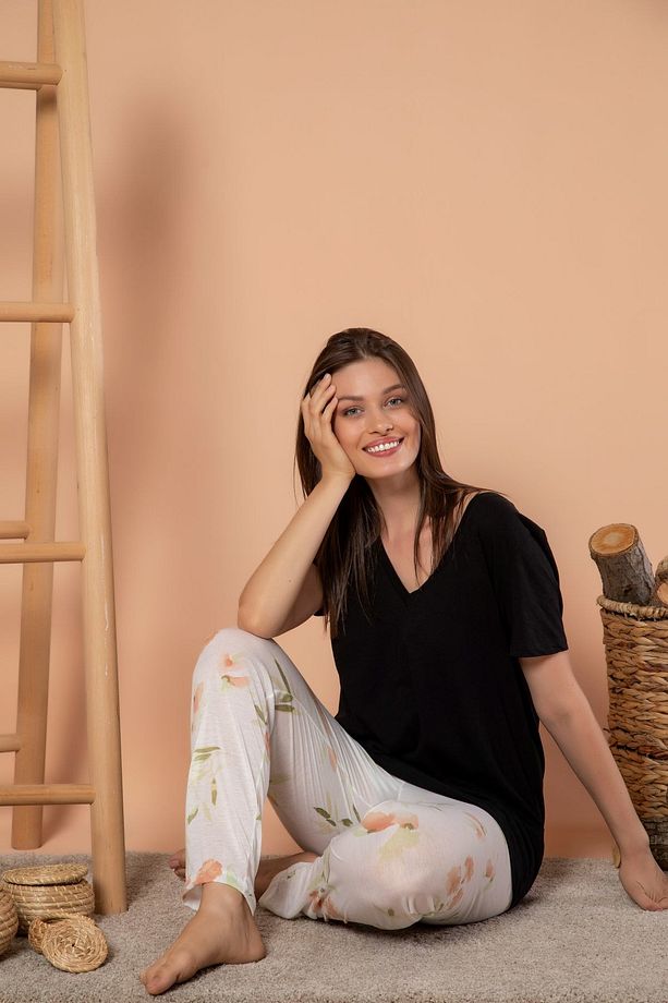 Kadın Desenli Mevsimlik Ince Tek Pijama Altı - 2