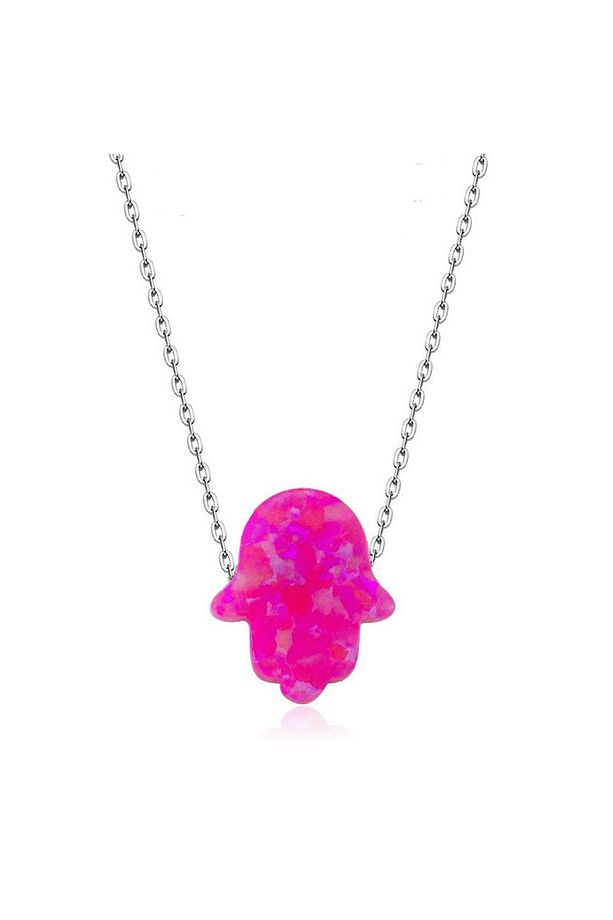 Pembe Opal Fatma Ana Eli Gümüş Kolye (GK00284) - 1