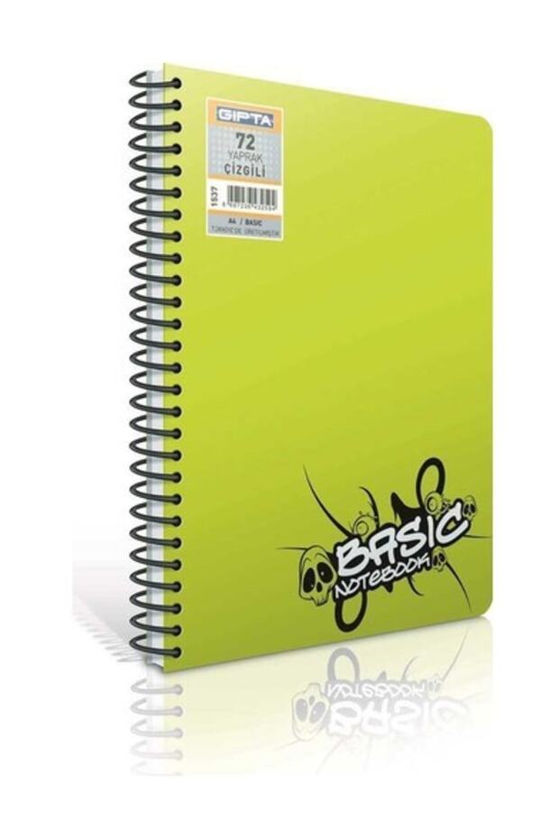 96 Sheets A4 Basic Spiral Plastic Cover Checked Notebook - 1
