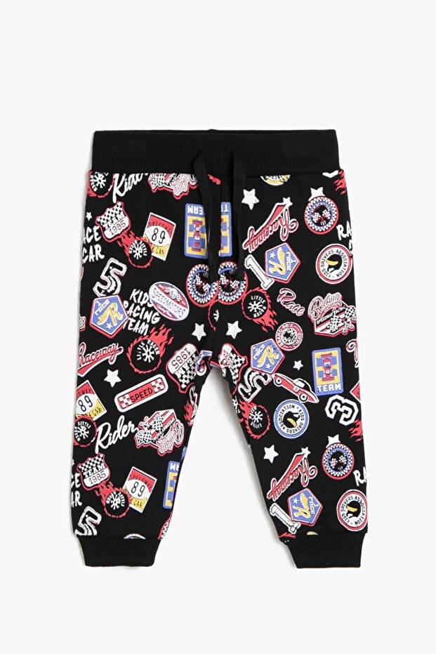 Baby Boy Black Printed Sweatpants
