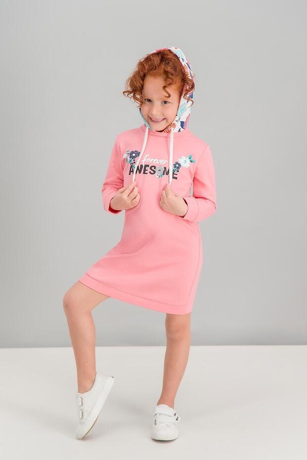 Awesome Flowers Candy Pink Girl's Hooded Dress