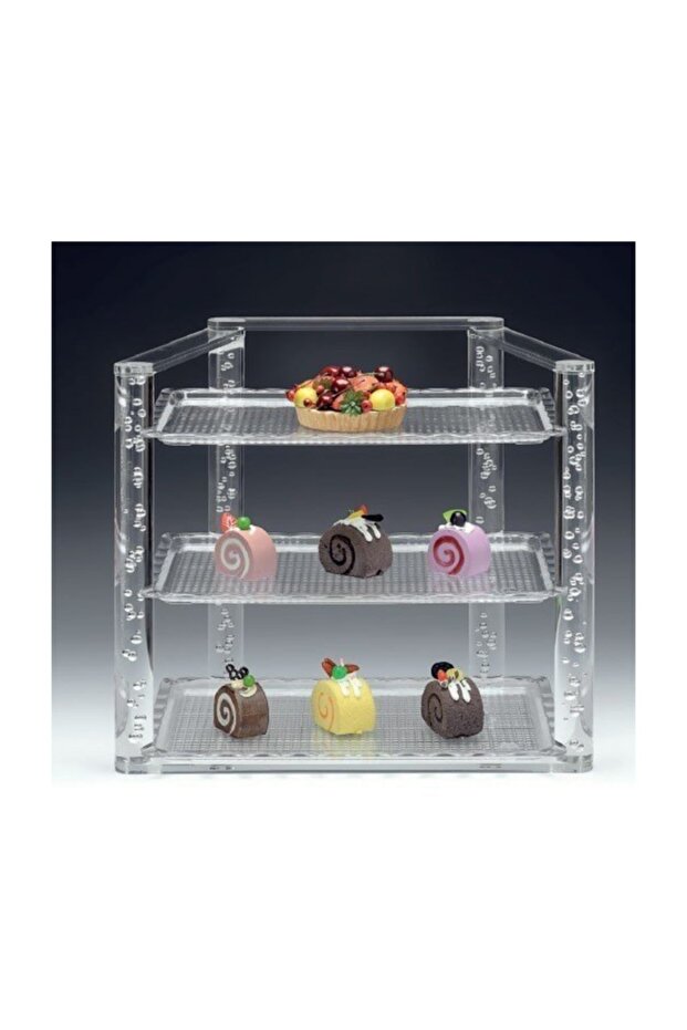 Display Stand with Tray Clear Lid 4 Tiers Polycarbonate