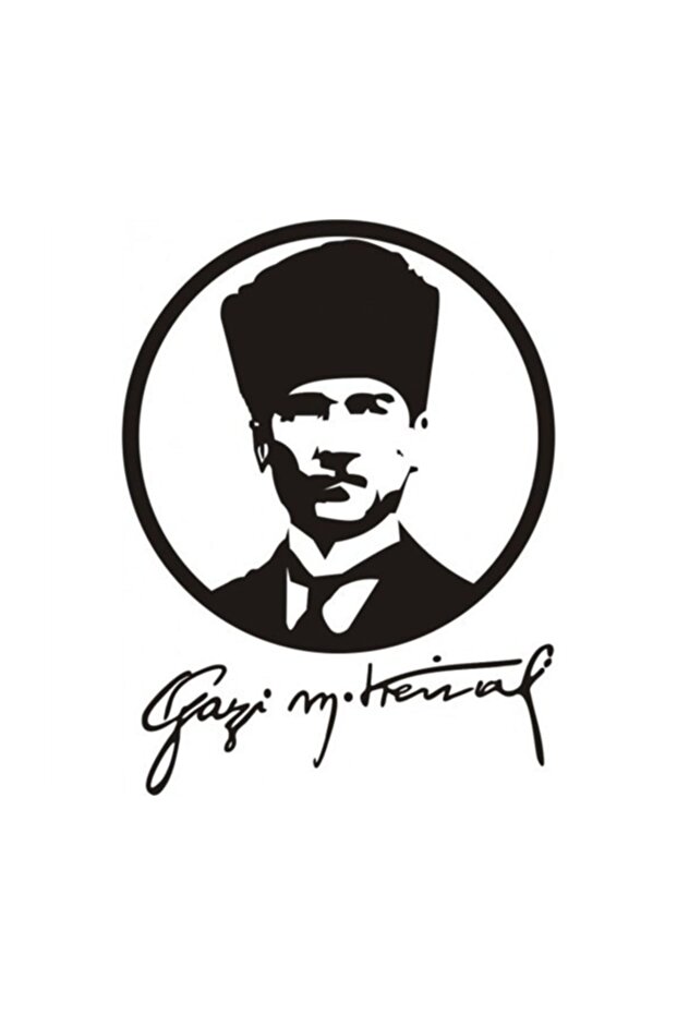 Gazi Mustafa Kemal Atatürk Signature and Silhouette Decorative Multi-Purpose Sticker 25 cm