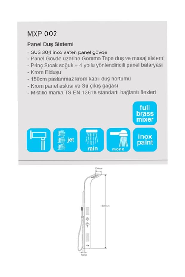 Krom Duş Paneli Masajlı Duş Seti Paslanmaz Duş Seti - 2