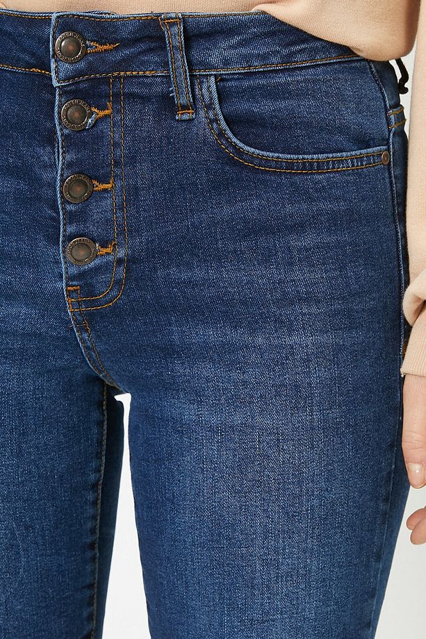 Kadın Mavi Cep Detayli Jean Sort 0YAK03058MD - 5