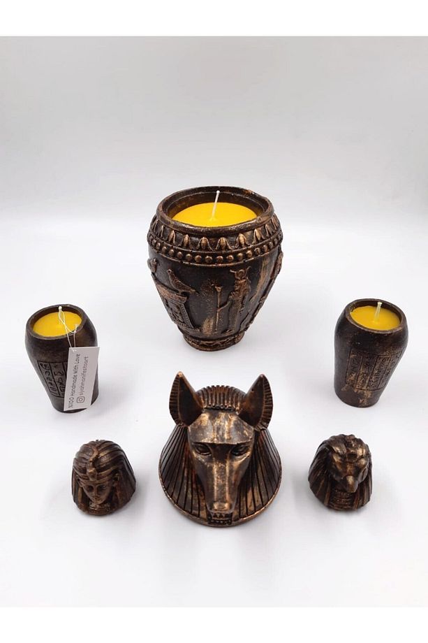 Antik Mısır Heykel Içinde Mum Set - 1