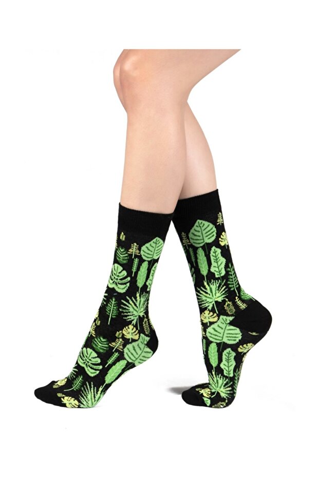 Leaf Desenli Çorap - 2