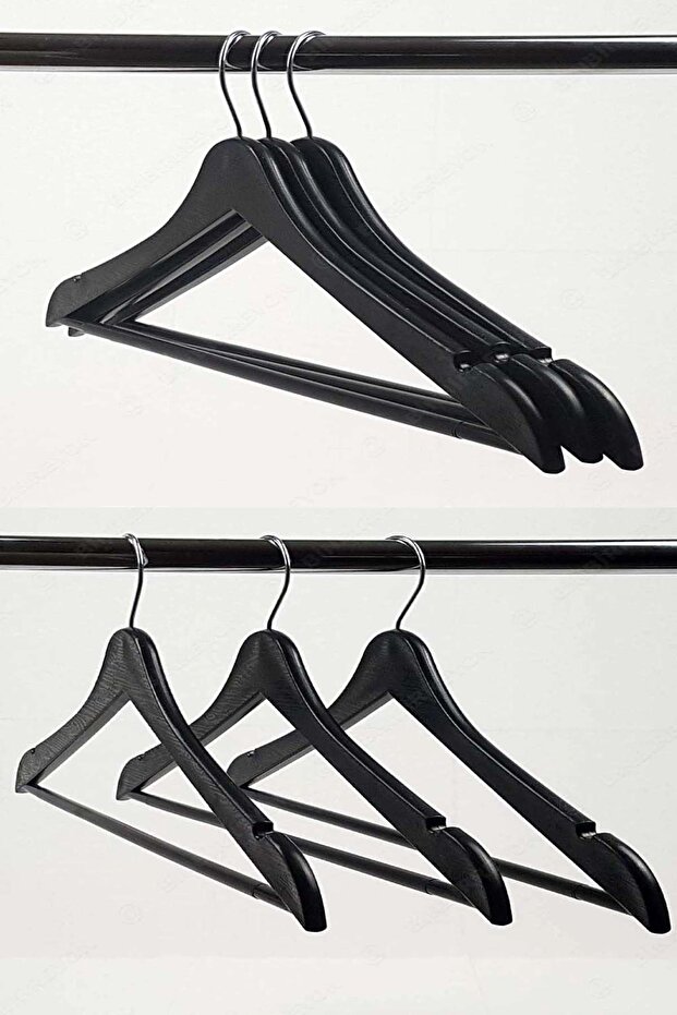 Wooden Look Clothes Hanger Black Clothes Hanger with Swivel Head 18 Pieces De182
