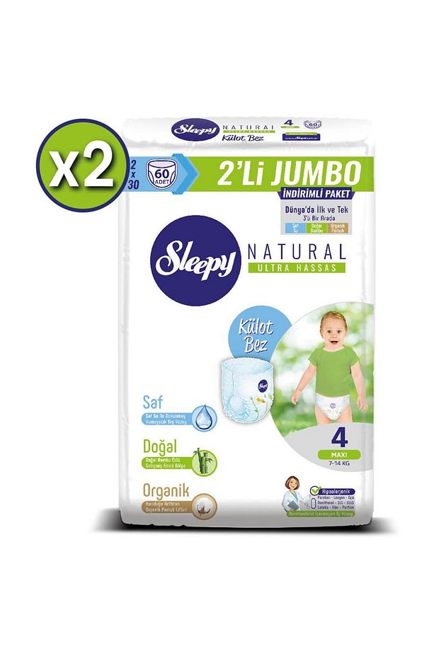 Natural Külot Bez 4 Beden Maxi 2x2'li Jumbo 120 Adet 7-14Kg - 2
