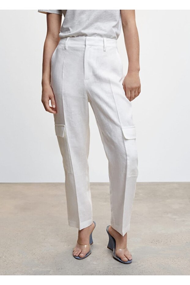 Keten Kargo Pantolon - 1