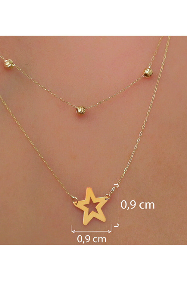 14 Ayar Yıldız Kolye - 4