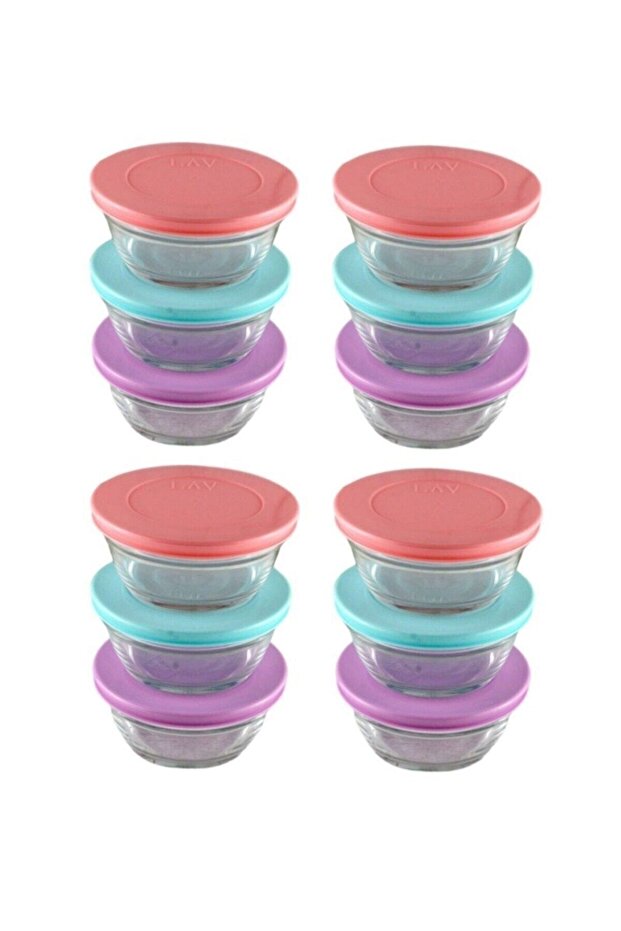 Set of 12 Bowl with Colorful Lid
