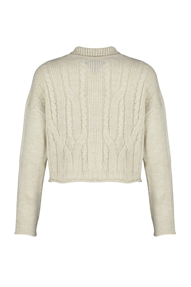 Mäkká textúra zapletená pletenina do vlasov so zipsom - Twoaw24Hi00202 - 8