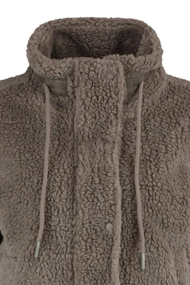 Vizon Oversize Kalıp Fermuarlı Peluş Ceket Mont TWOAW21MO0132 - 6