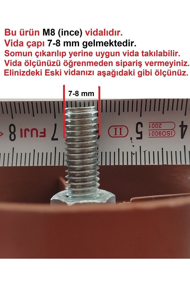 (Vida Ölçüsüne Dikkat) - 12 Cm Armut Plastik Baza Ayağı Koltuk - Kanepe Ayağı 8 Adet Beyaz M8 Vida - 3