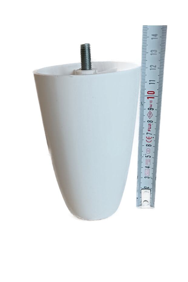 (Vida Ölçüsüne Dikkat) - 12 Cm Armut Plastik Baza Ayağı Koltuk - Kanepe Ayağı 8 Adet Beyaz M8 Vida - 5