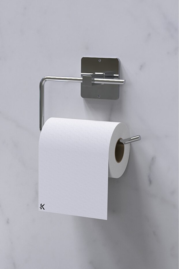 Yapışkanlı Gümüş Tuvalet Kağıdı Tutacağı/Tuvalet WC Kağıtlık - 1