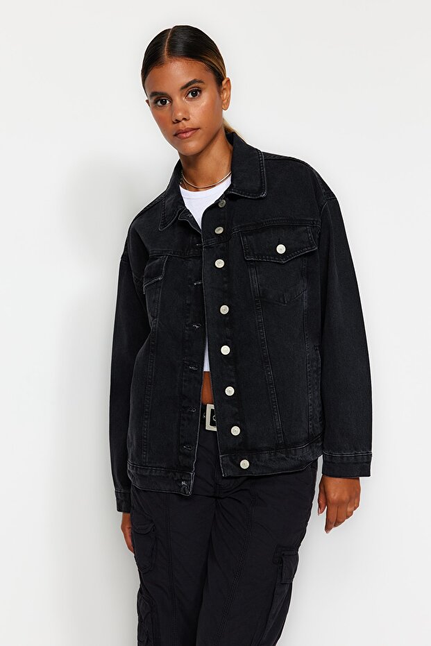 سترة الدنيم الأساسية السوداء TWOSS20CE0038 - 1