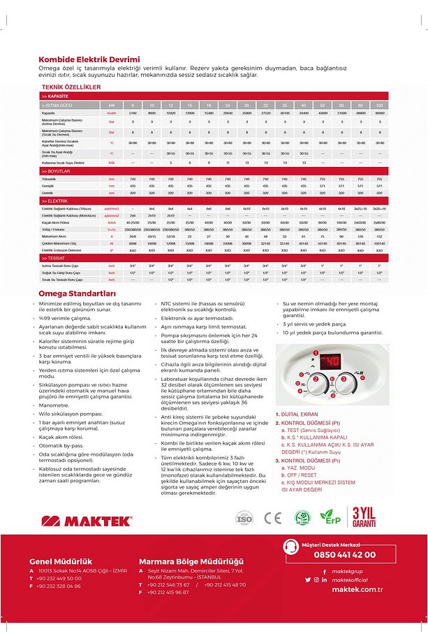 Omega 24 Elektrikli Kombi 20.640 Kcal/h - 5