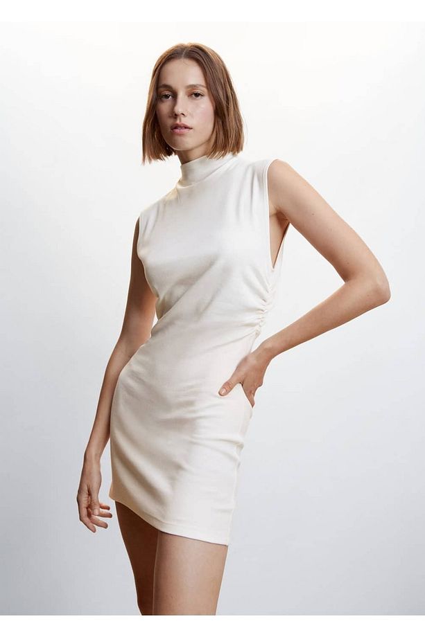 Drape Detaylı Elbise - 1