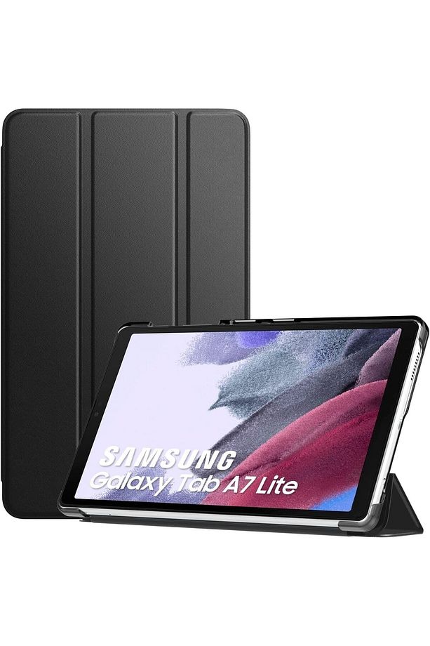 Samsung Galaxy Tab A7 Lite 8.7 Inç Sm-t220 Tablet Kılıfı Akıllı Smart Uyku Modlu Katlanabilir Şeffaf - 3