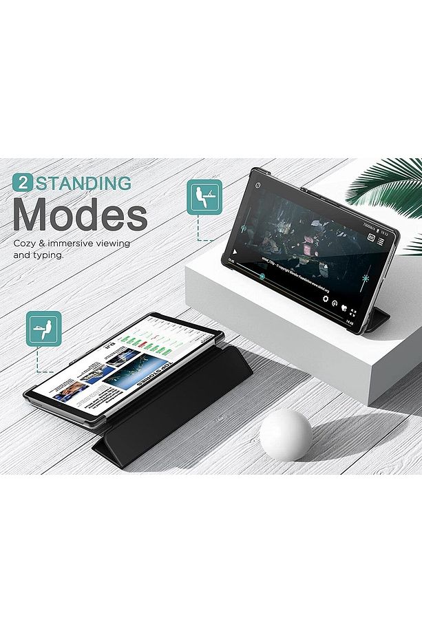 Samsung Galaxy Tab A7 Lite 8.7 Inç Sm-t220 Tablet Kılıfı Akıllı Smart Uyku Modlu Katlanabilir Şeffaf - 8