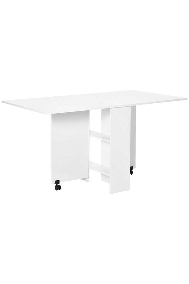%100 MDF Beyaz Mutfak Masası, Katlanır Mutfak Masası, Açılır Kapanır Yemek Masası, 140x80cm - 6