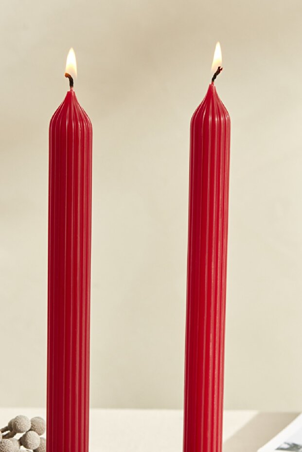 Wave 2'li Kırmızı Şamdan Mum - 1