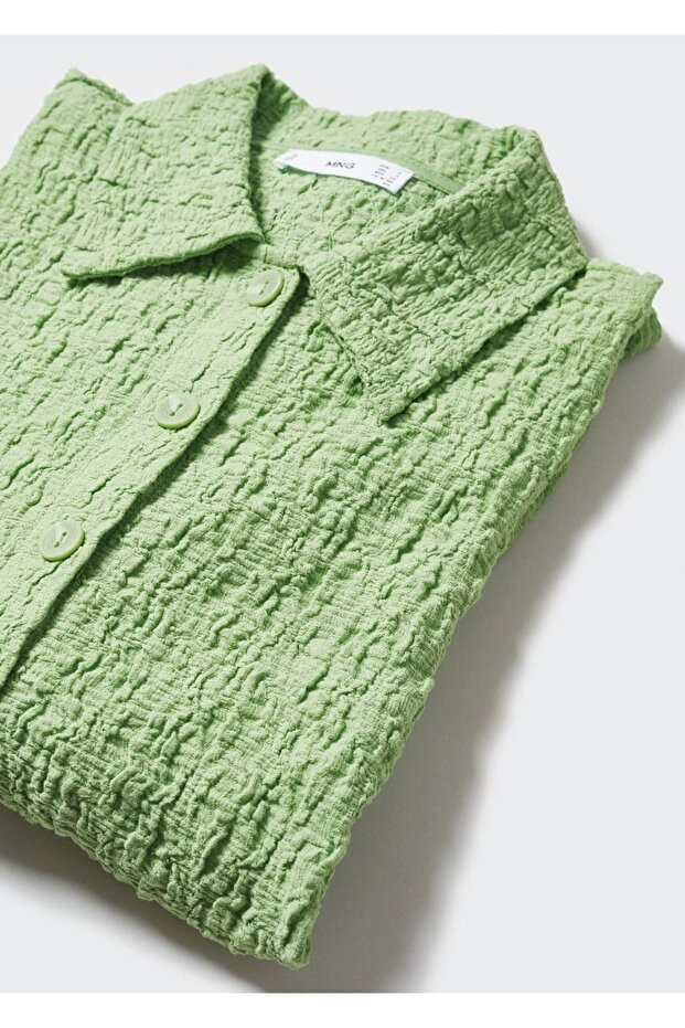 Dokulu Düğmeli Gömlek - 8