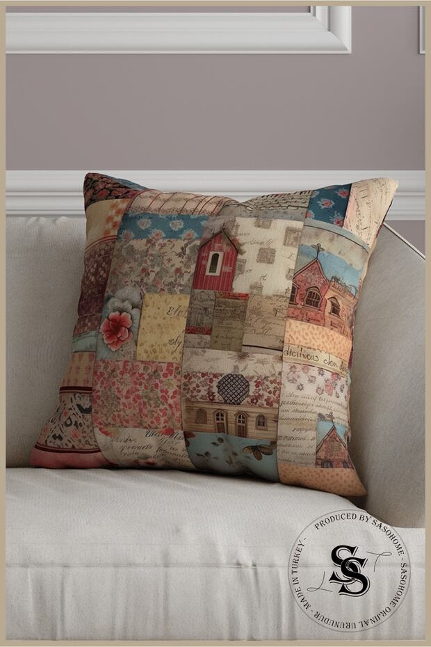 غطاء وسادة مطبوع رقميًا بنمط ماندالا مرقع - 2