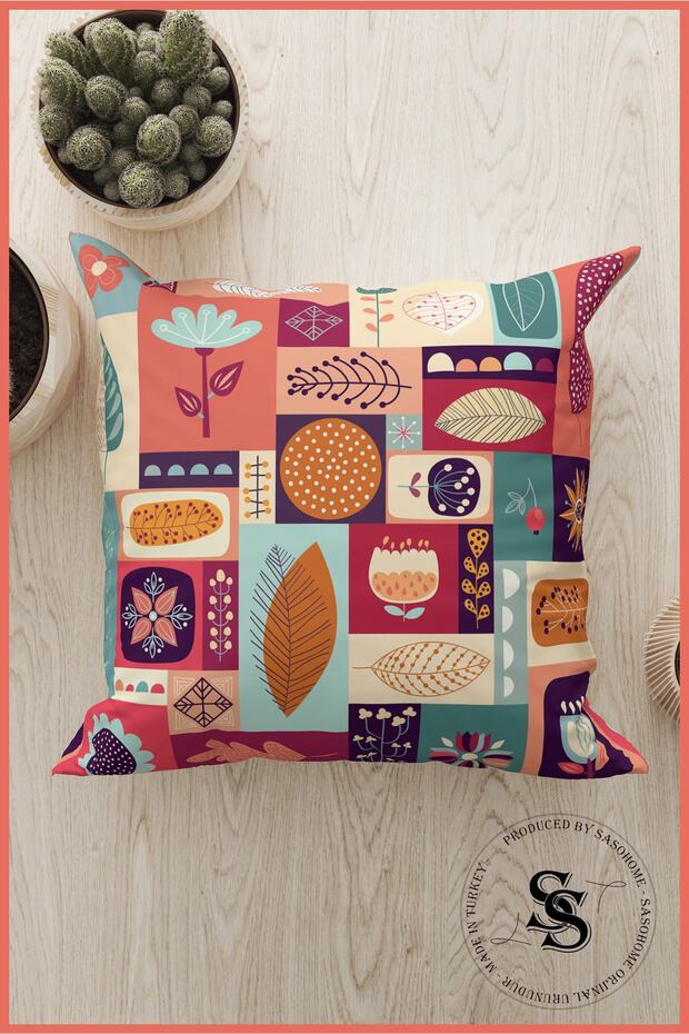 غطاء وسادة مطبوع رقميًا بنمط ماندالا مرقع - 3