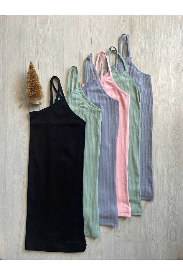 Women's Ribbed Cotton 6-Piece Colorful Undershirt