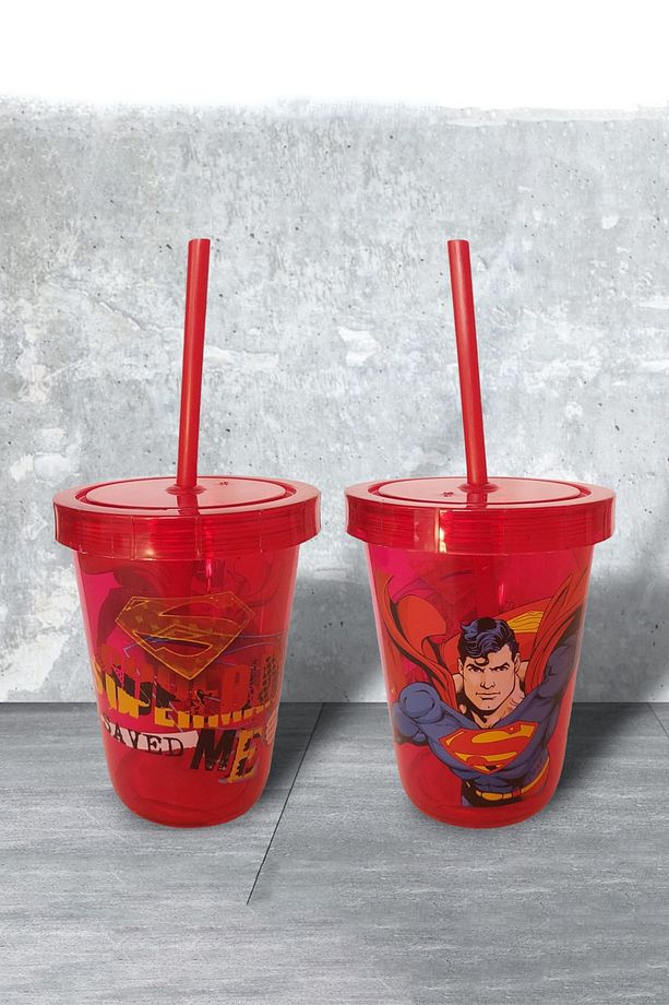 Superman Lisanslı Pipetli Bardak 450 Cc- Bpa Free( 1 Adet) - 1