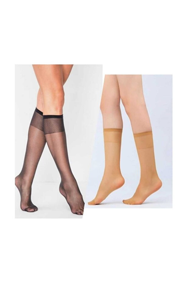 2-Piece 20-Denim Thin Below Knee Socks Black-Skin Good News
