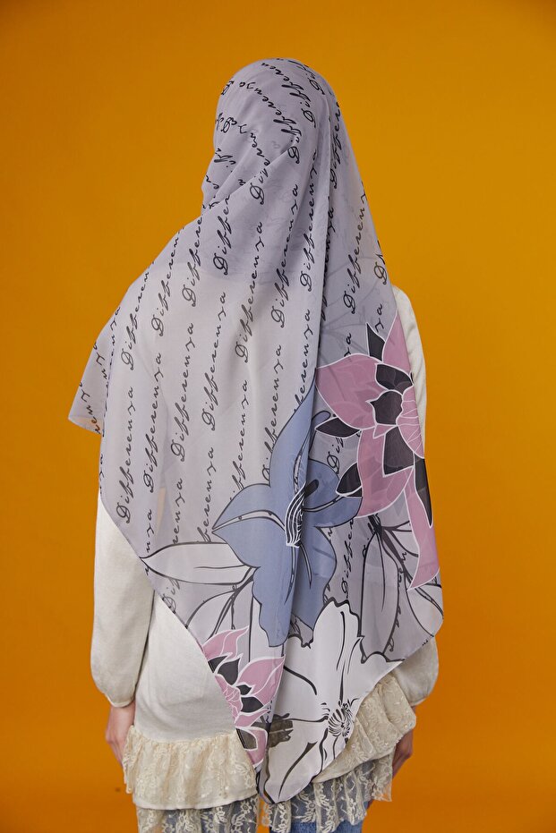 LOTUS PATTERNED SHAL - GRAY - 4