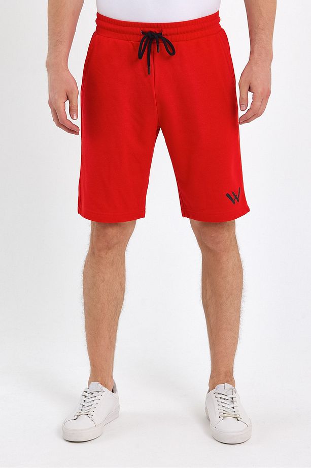 Erkek Kırmızı Standart Fit Normal Kesim Casual Örme Şort - 1