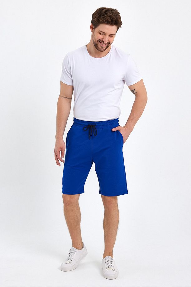 Erkek Saks Standart Fit Normal Kesim Casual Örme Şort - 5