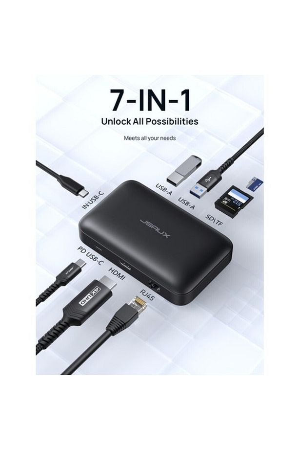 MP02 7in1 Type-C Pd Hub 100W Şarj HDMI 2 x USB 3.0 Sd Tf Kart Okuyucu RJ45 + Kablo Seti Dönüşt - 4