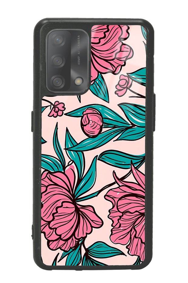 Oppo A74 Glossy Phone Case with Fuchsia Floral Design