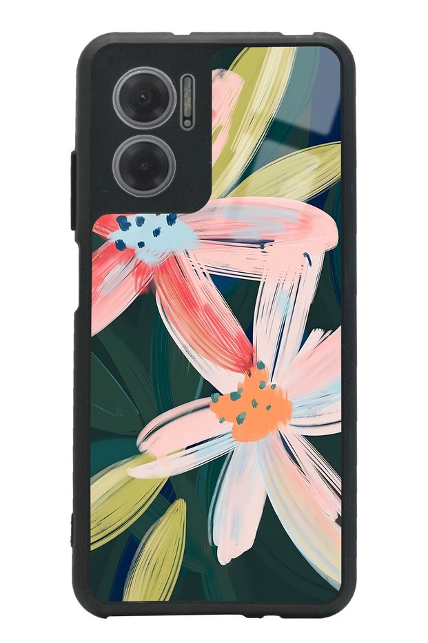 Xiaomi Redmi Note 11E Compatible Glossy Phone Case with Watercolor Flower Design
