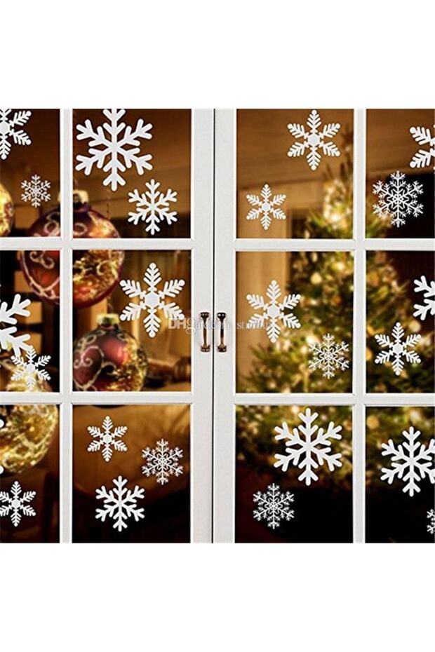 New Year Winter Themed Snowflake Christmas Hall Bedroom Window Kitchen Balcony Home Wall Sticker Set